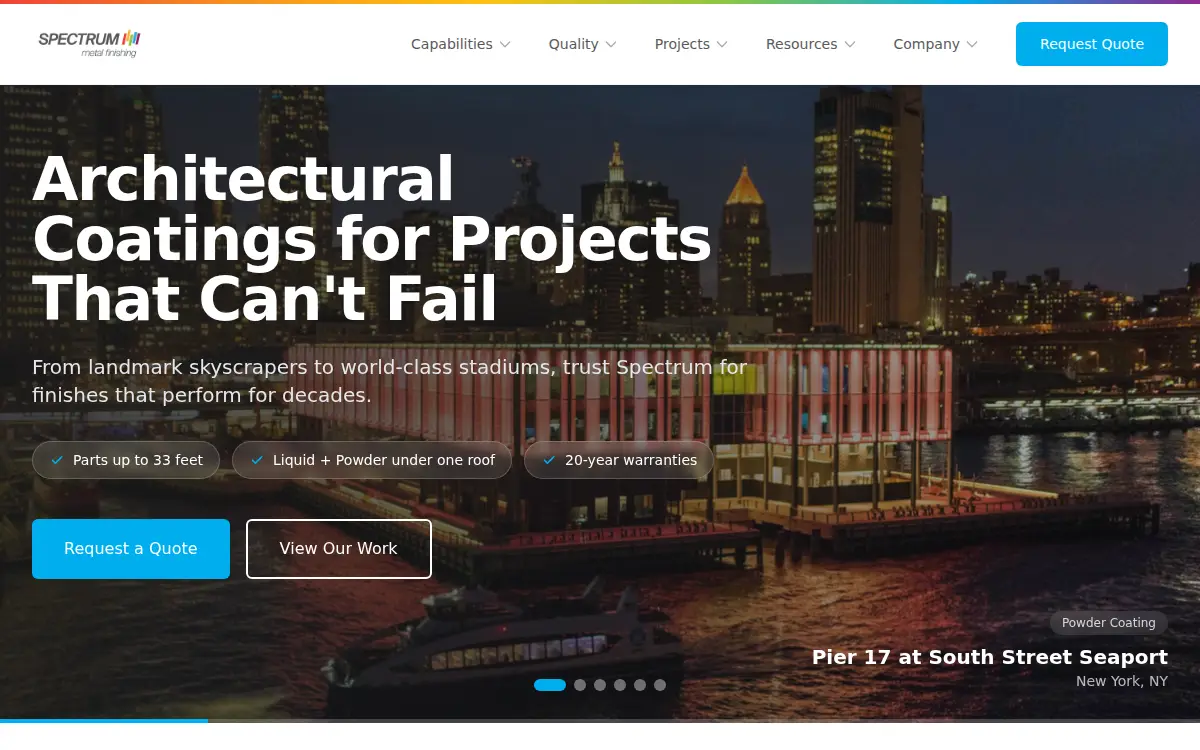 Homepage of Spectrum Metal Finishing INC