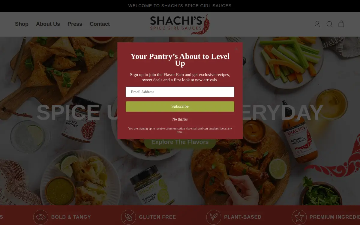 Homepage of Spice Girl Sauces LLC