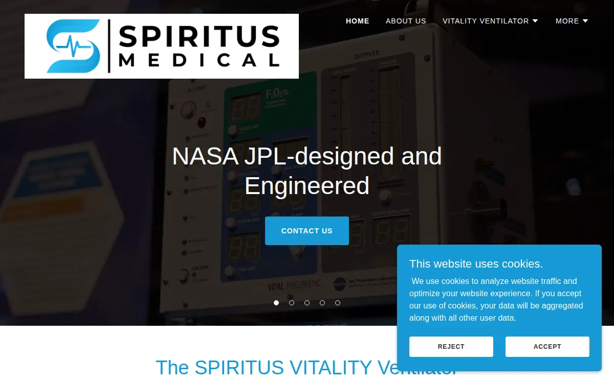Homepage of Spiritus Medical INC
