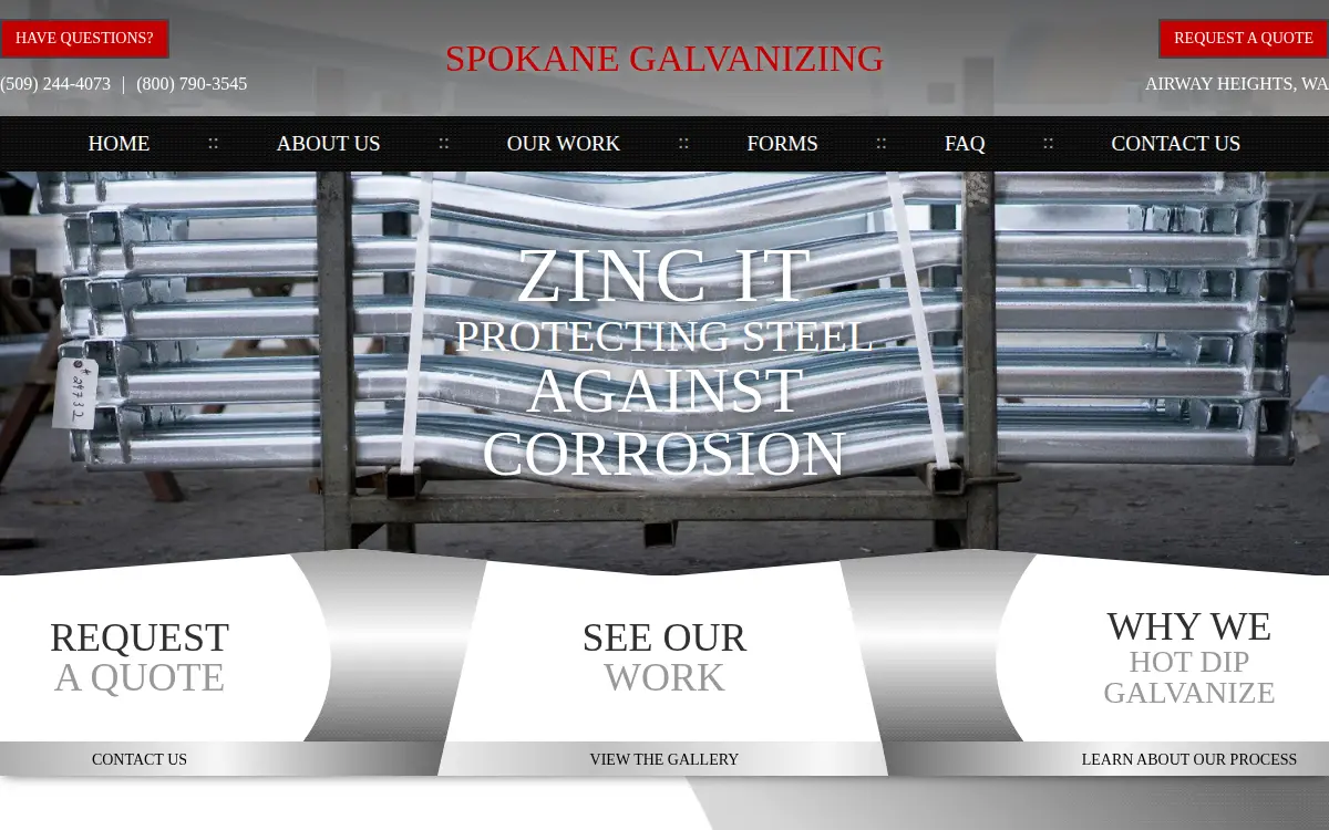 Homepage of Spokane Galvanizing, INC