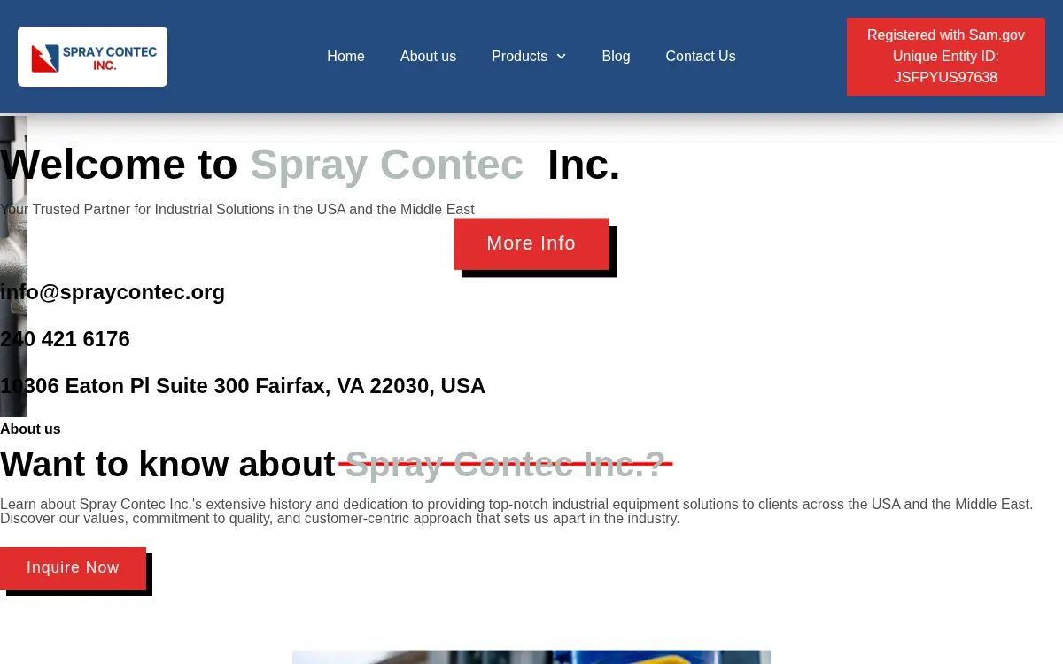 Homepage of Spray Contec Incorporated
