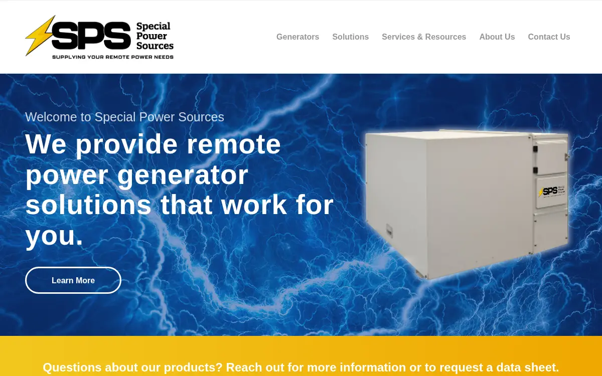 Homepage of Special Power Sources LLC