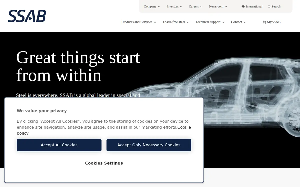 Homepage of Ssab Iowa INC