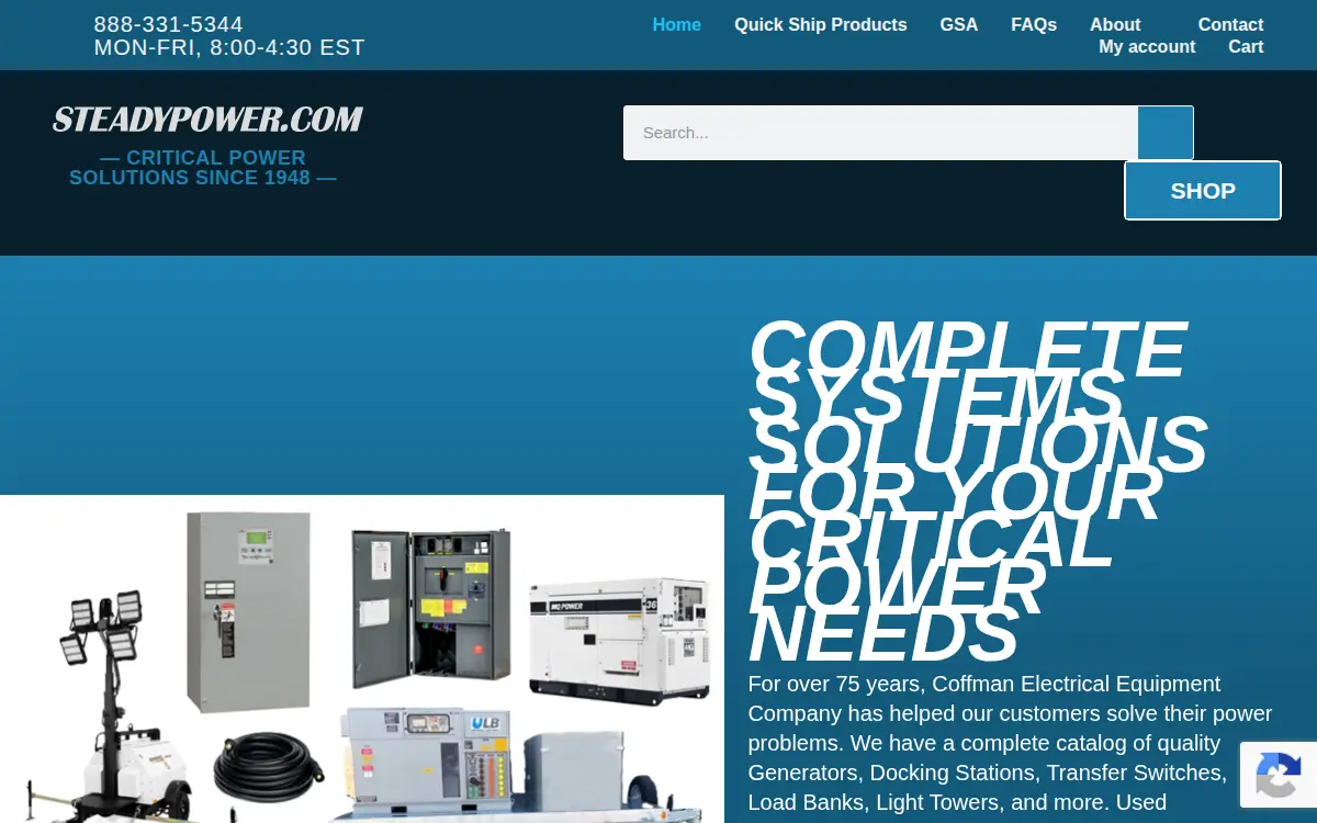 Homepage of Coffman Electrical Equipment CO.