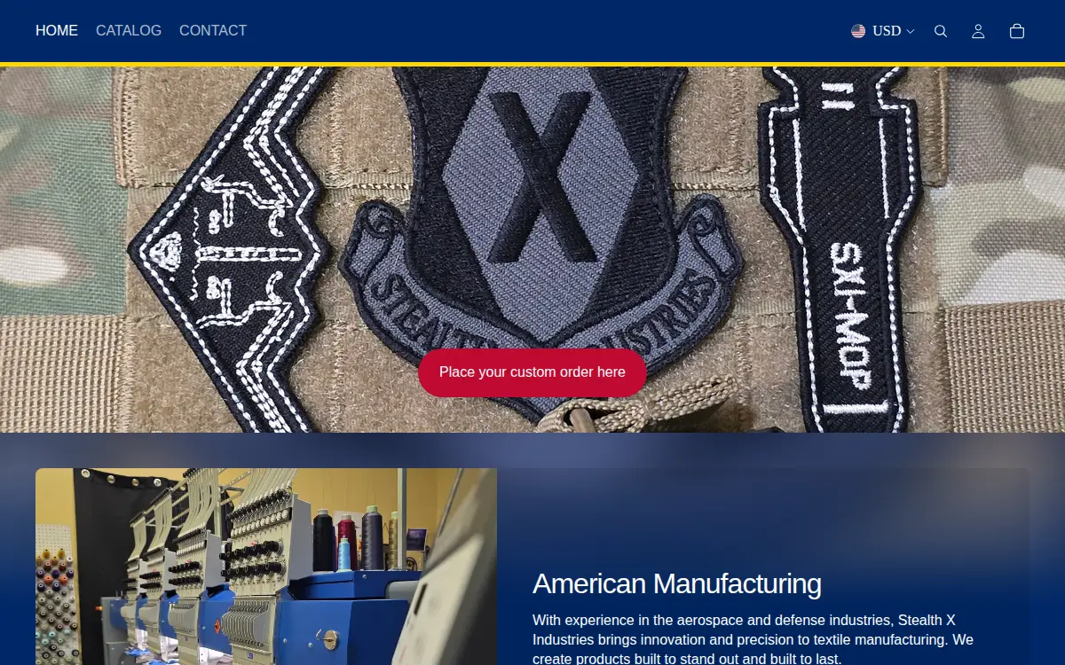 Homepage of Stealth X Industries LLC