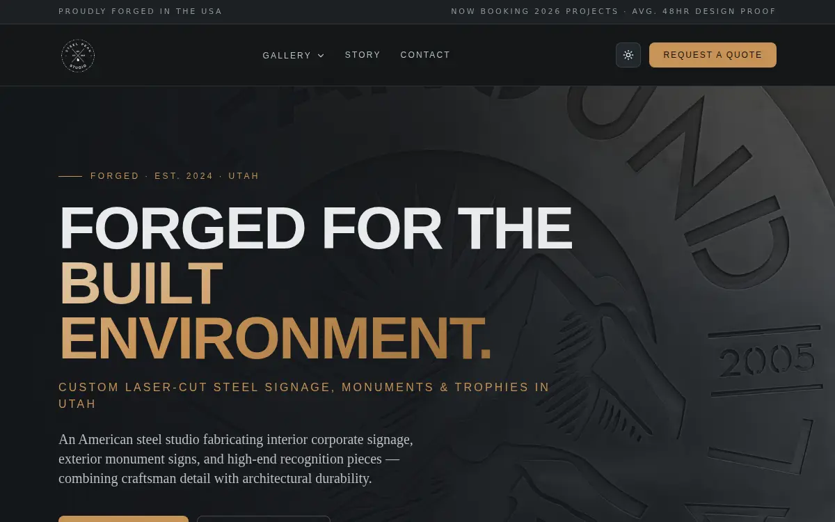 Homepage of Steel Peak Studio, LLC