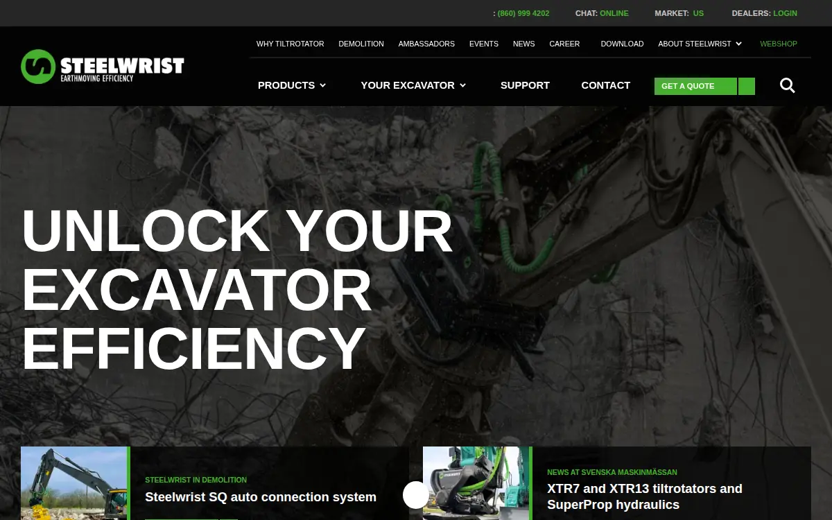Homepage of Steelwrist, INC.