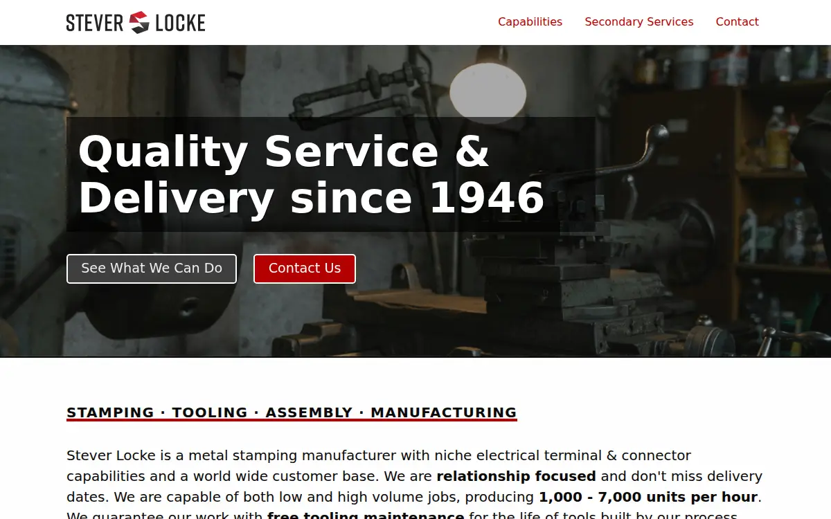 Homepage of Stever Locke, INC