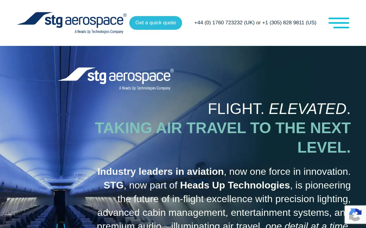 Homepage of Stg Aerospace, INC
