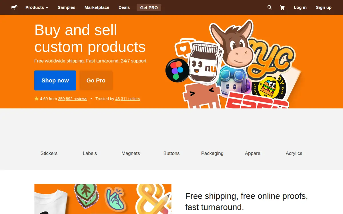 Homepage of Sticker Mule LLC