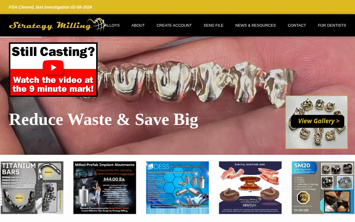 Homepage of Strategy Milling, LLC