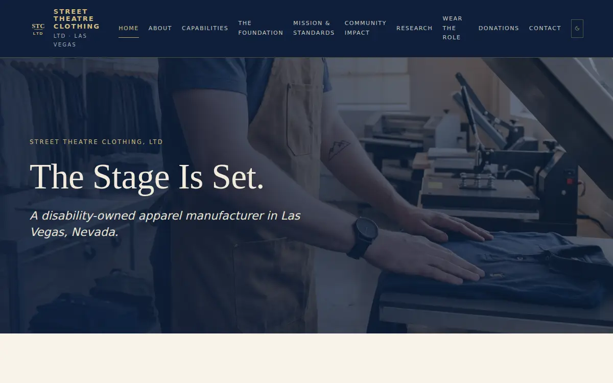 Homepage of Street Theatre Clothing, LTD