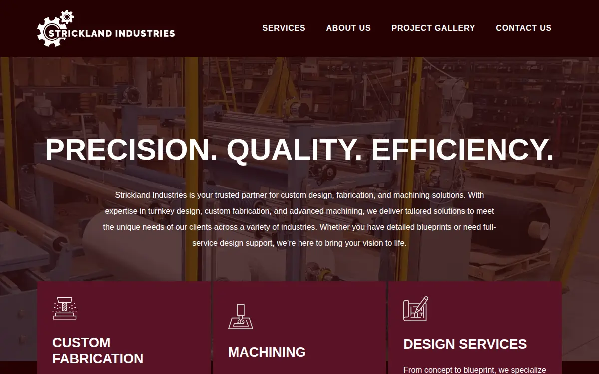 Homepage of Strickland Industries, LLC