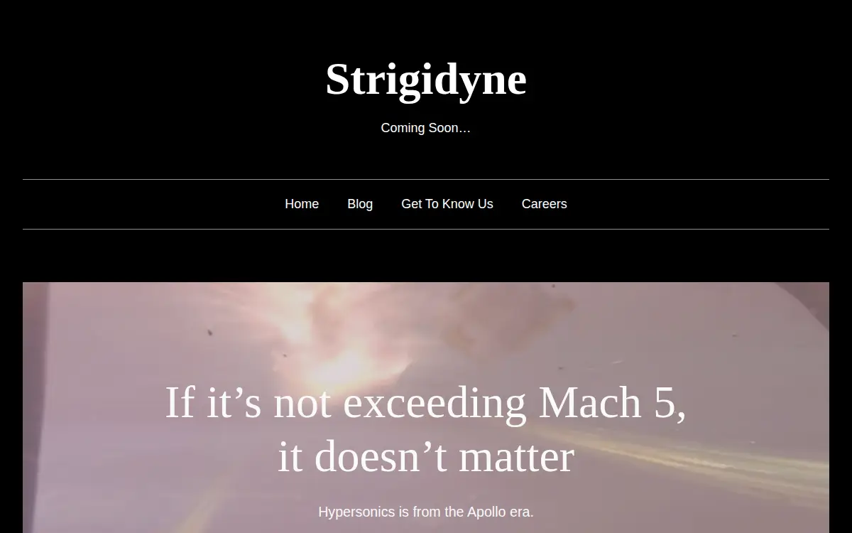 Homepage of Strigidyne Aerospace INC.