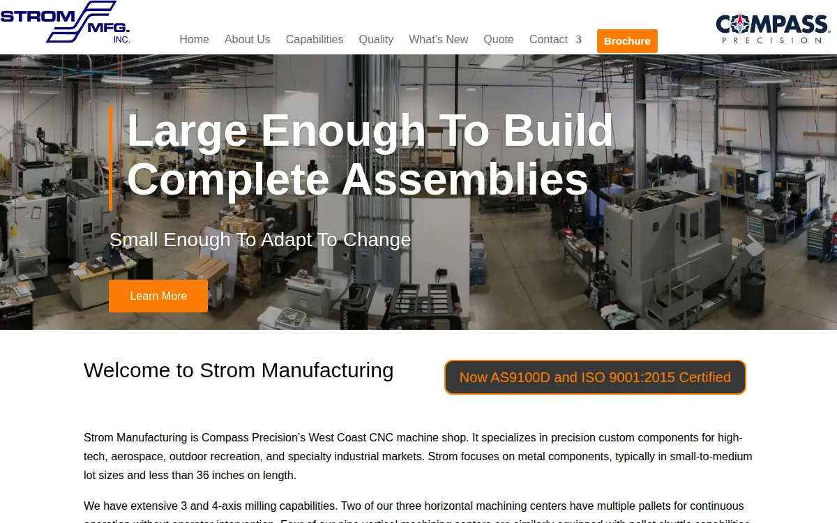 Homepage of Strom Manufacturing, LLC