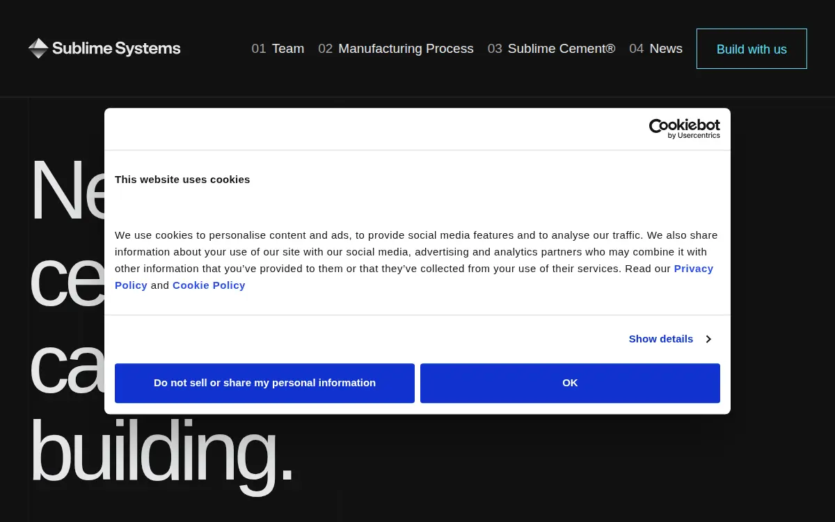 Homepage of Sublime Systems, INC.
