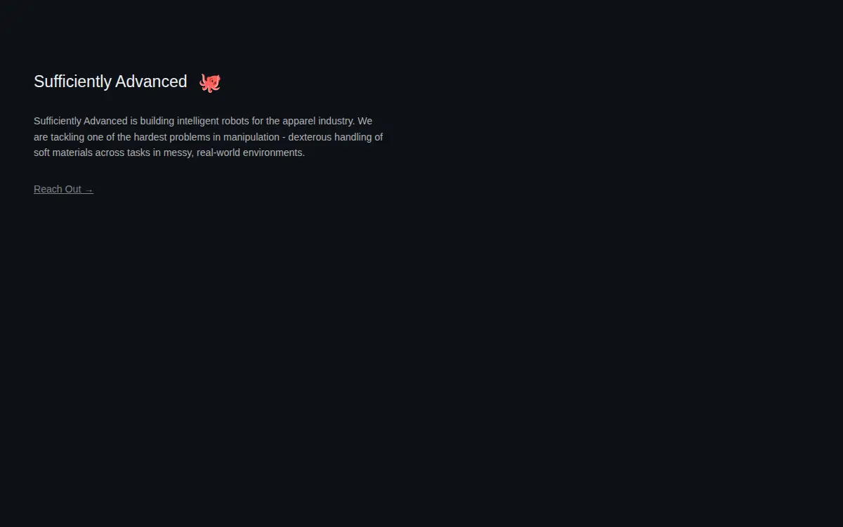Homepage of Sufficiently Advanced, INC.