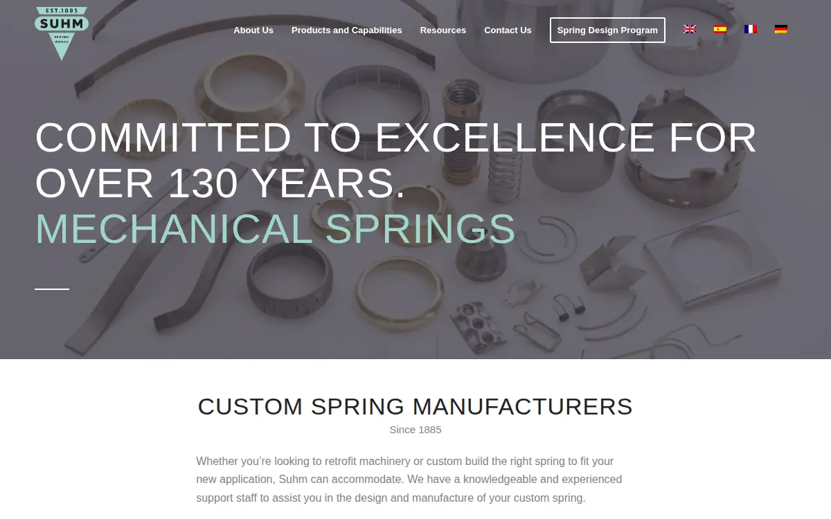 Homepage of Suhm Spring Works, INC.