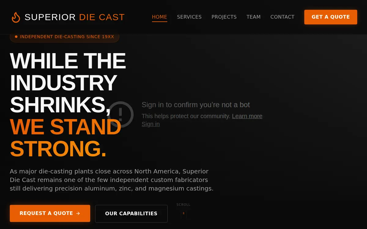 Homepage of Superior Die Cast LLC