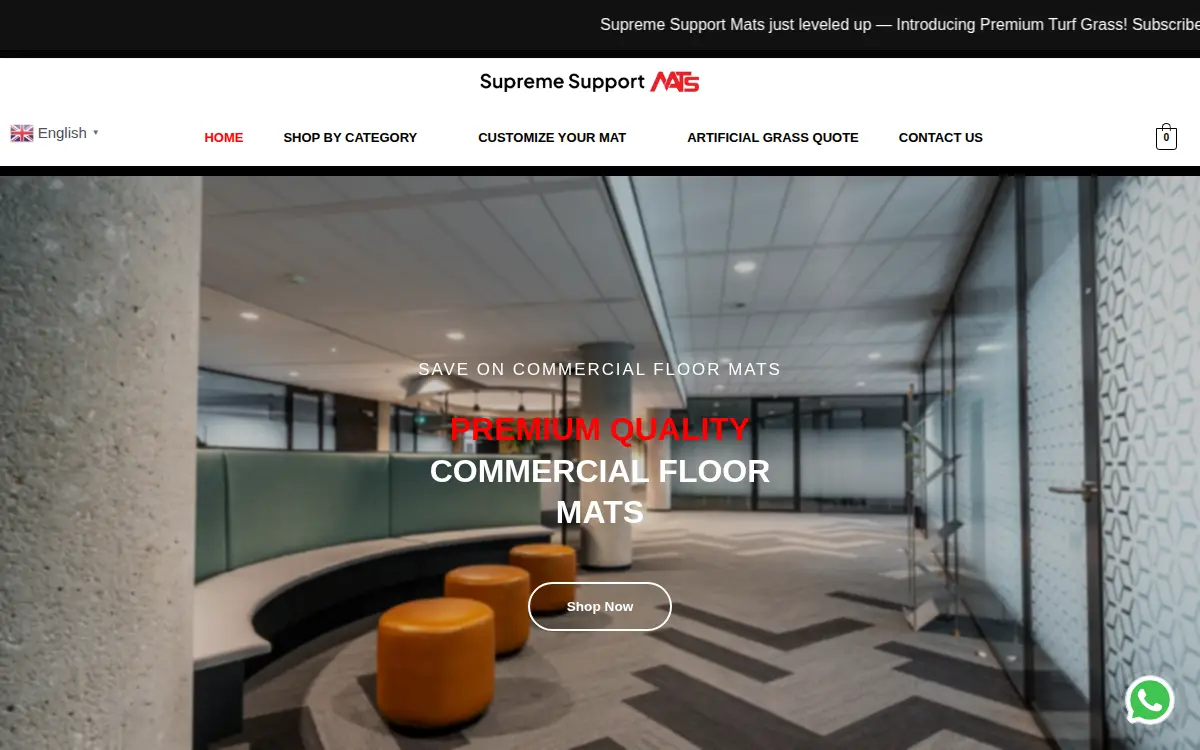 Homepage of Supreme Support Mats INC.