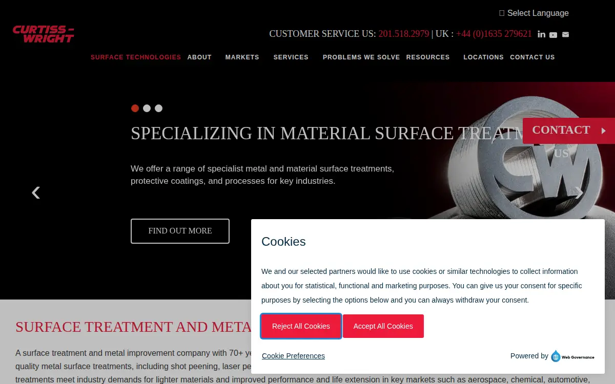 Homepage of Metal Improvement Company, LLC