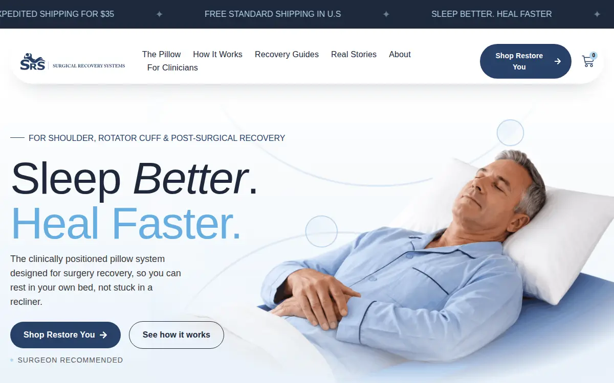Homepage of Surgical Recovery Systems, LLC