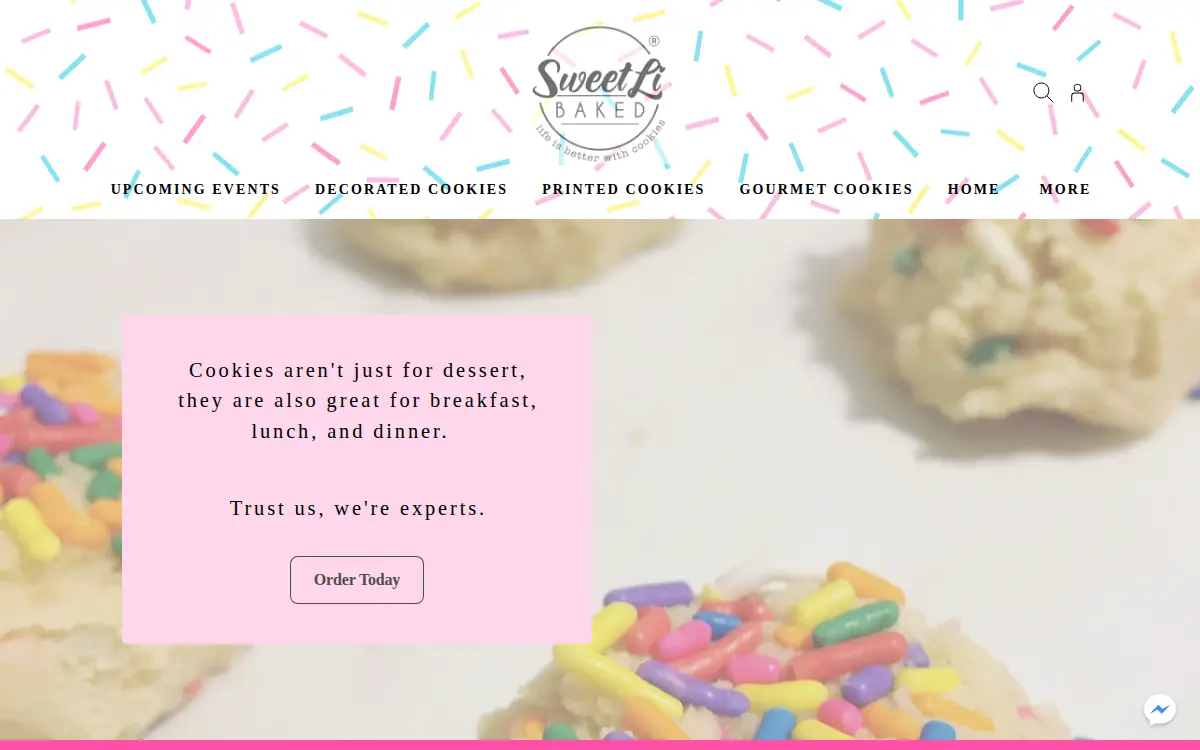 Homepage of Sweetli Baked, LLC