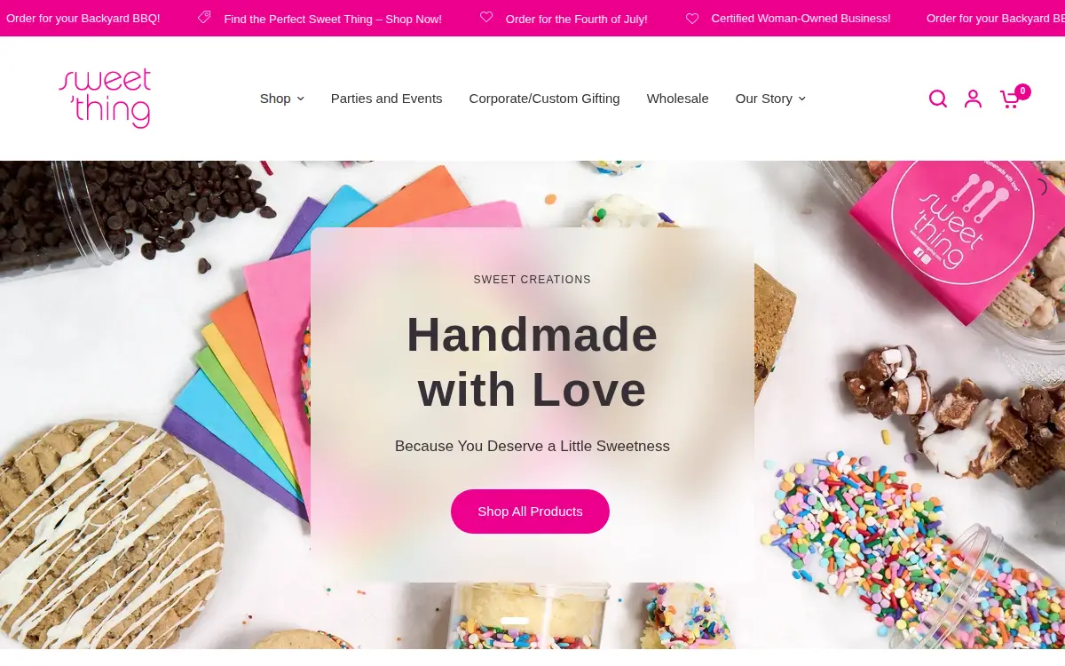 Homepage of Sweet Thing, LLC