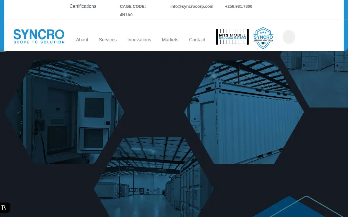 Homepage of Syncro Corporation
