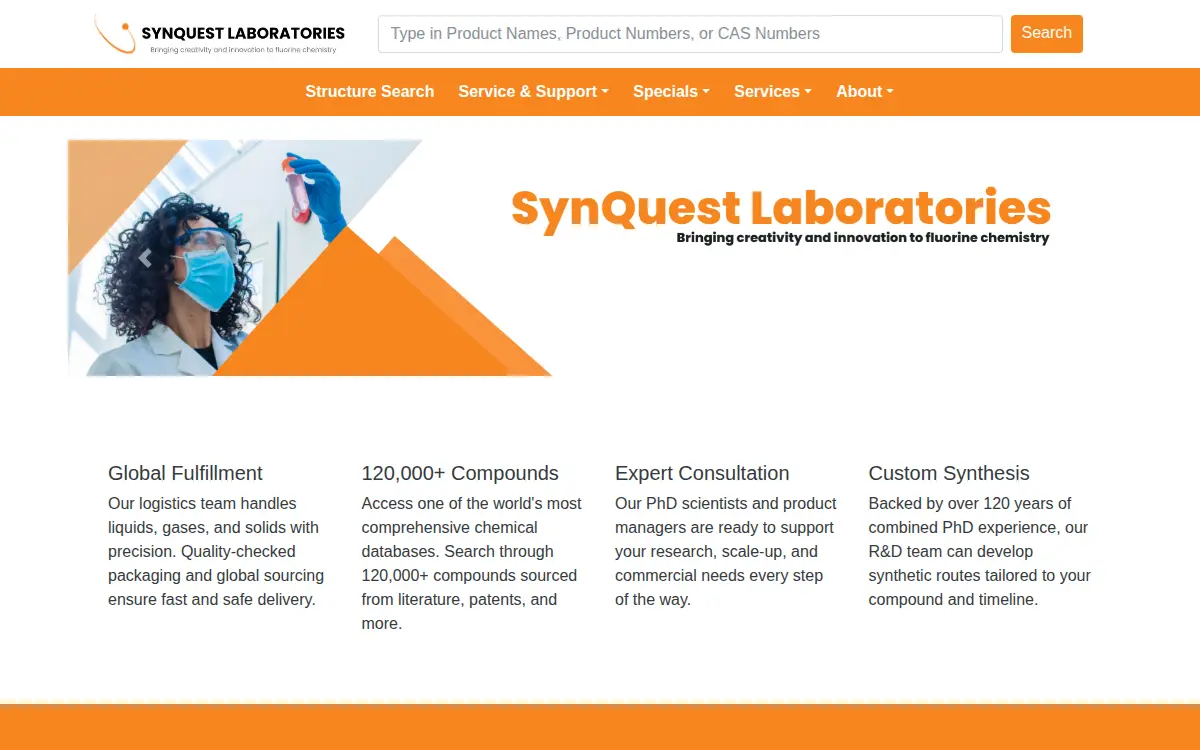 Homepage of Synquest Laboratories, INC.
