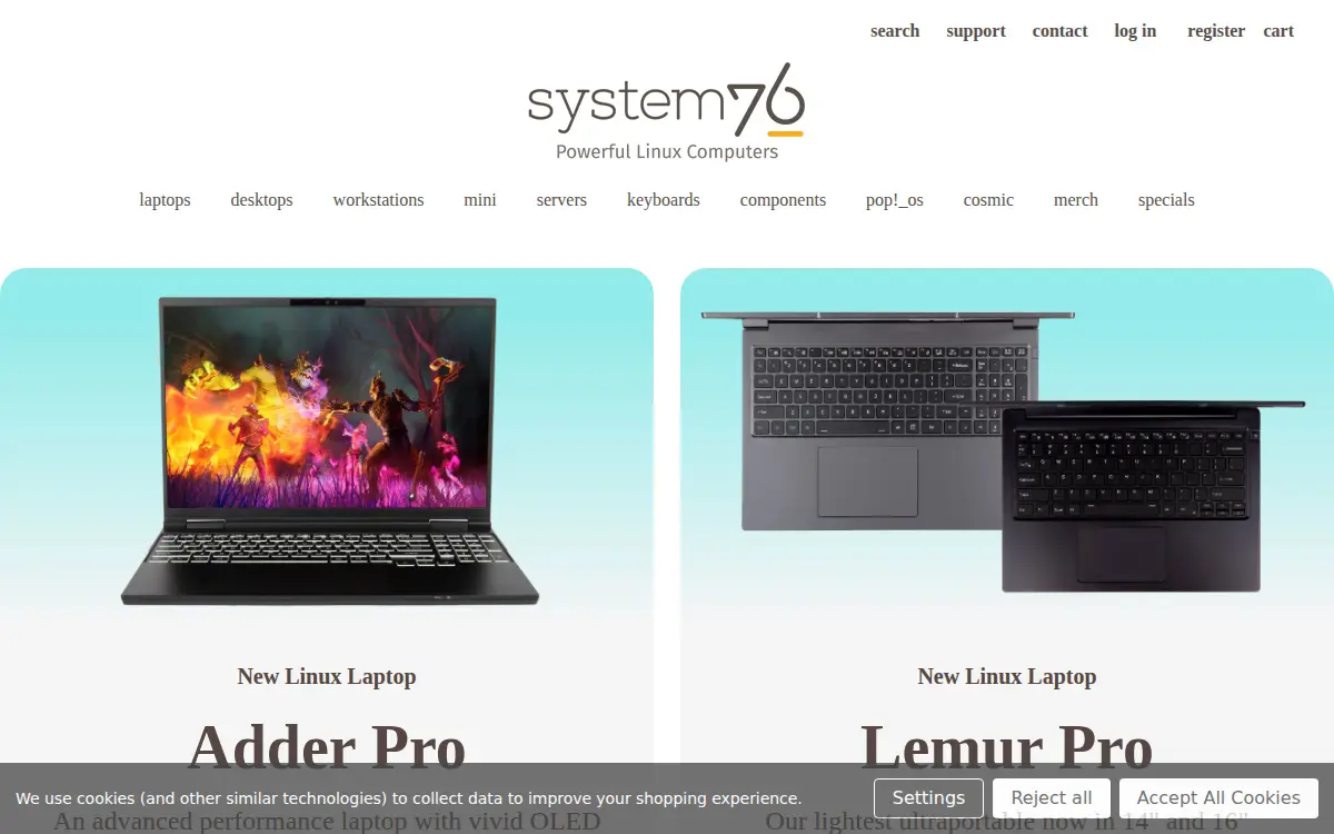 Homepage of System 76 INC