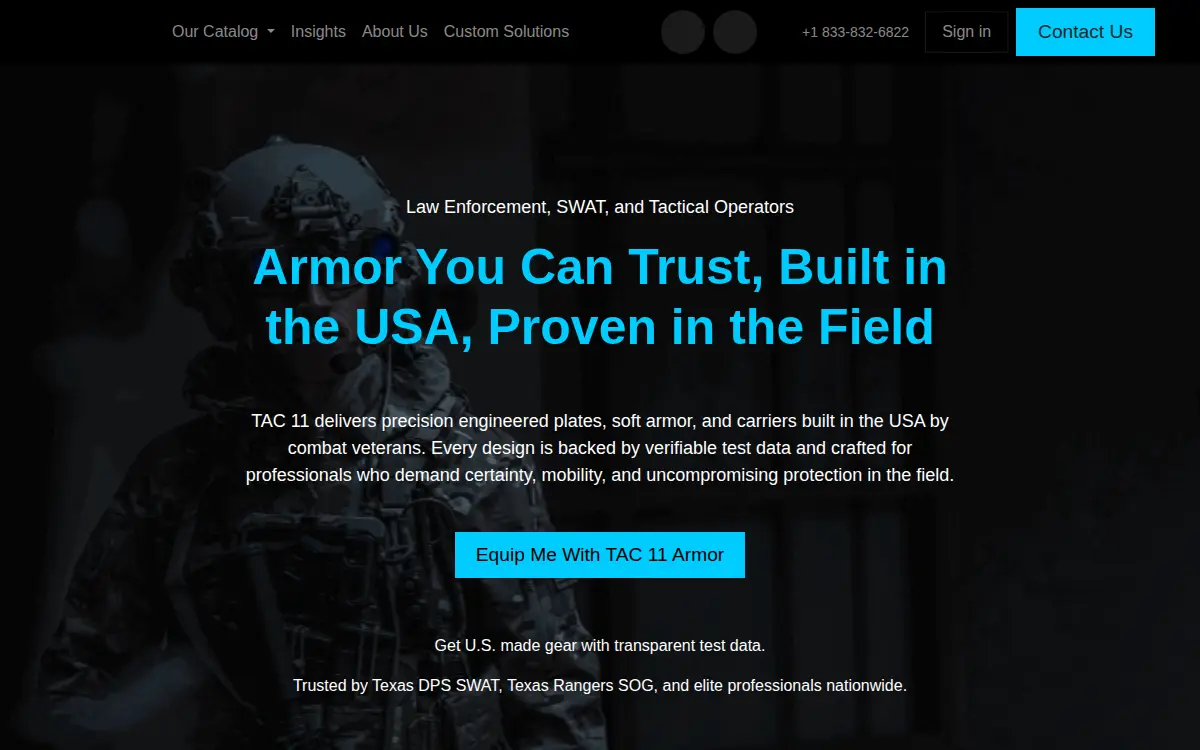 Homepage of Tac Eleven, LLC