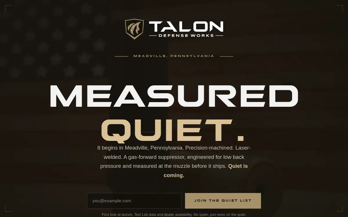 Homepage of Talon Defense Works LLC