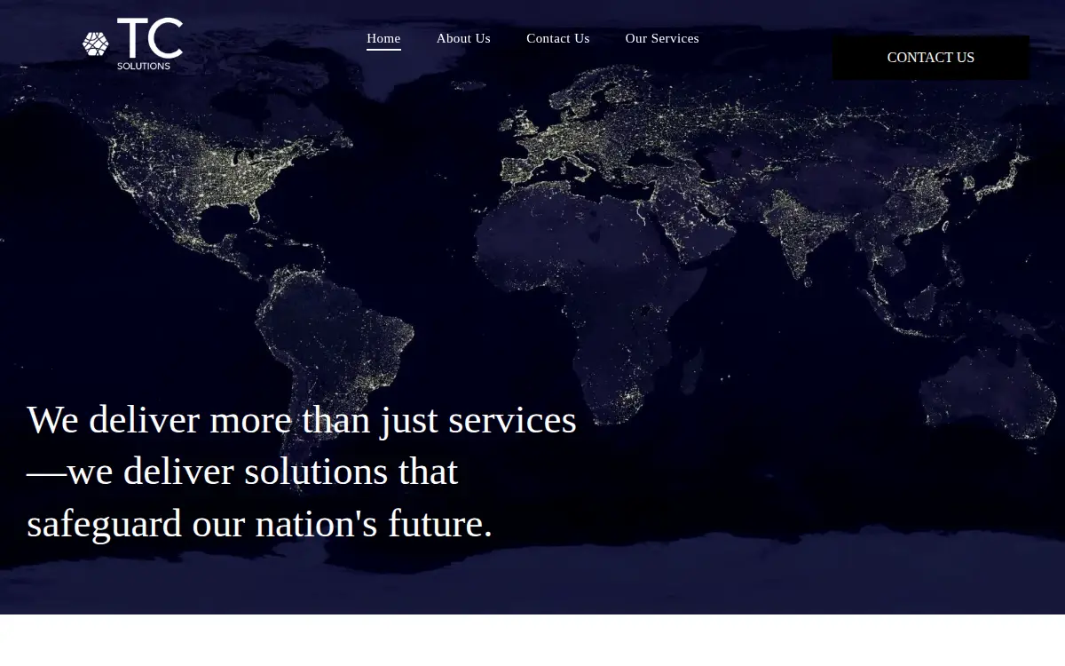 Homepage of Tango Charlie Solutions LLC