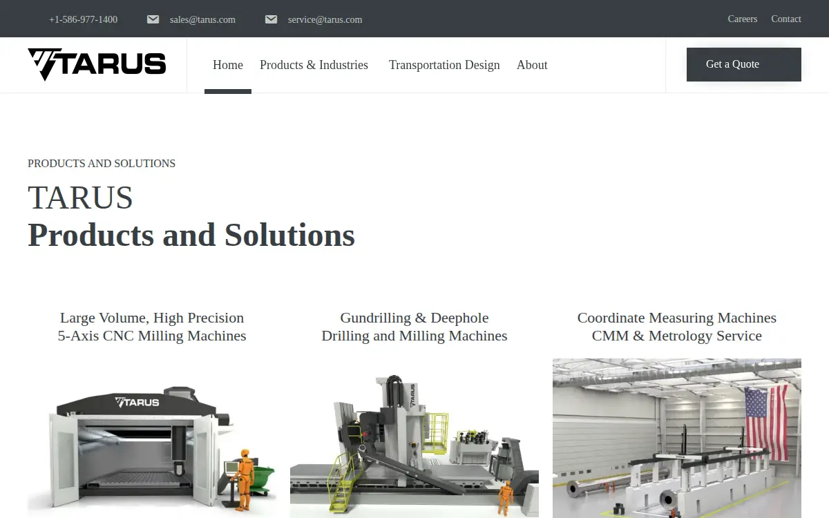 Homepage of Tarus Products, INC