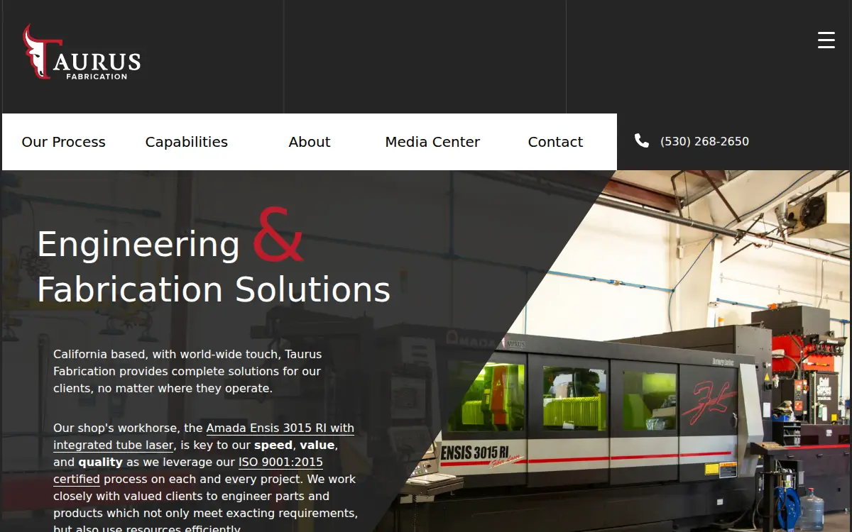 Homepage of Taurus Fabrication, INC