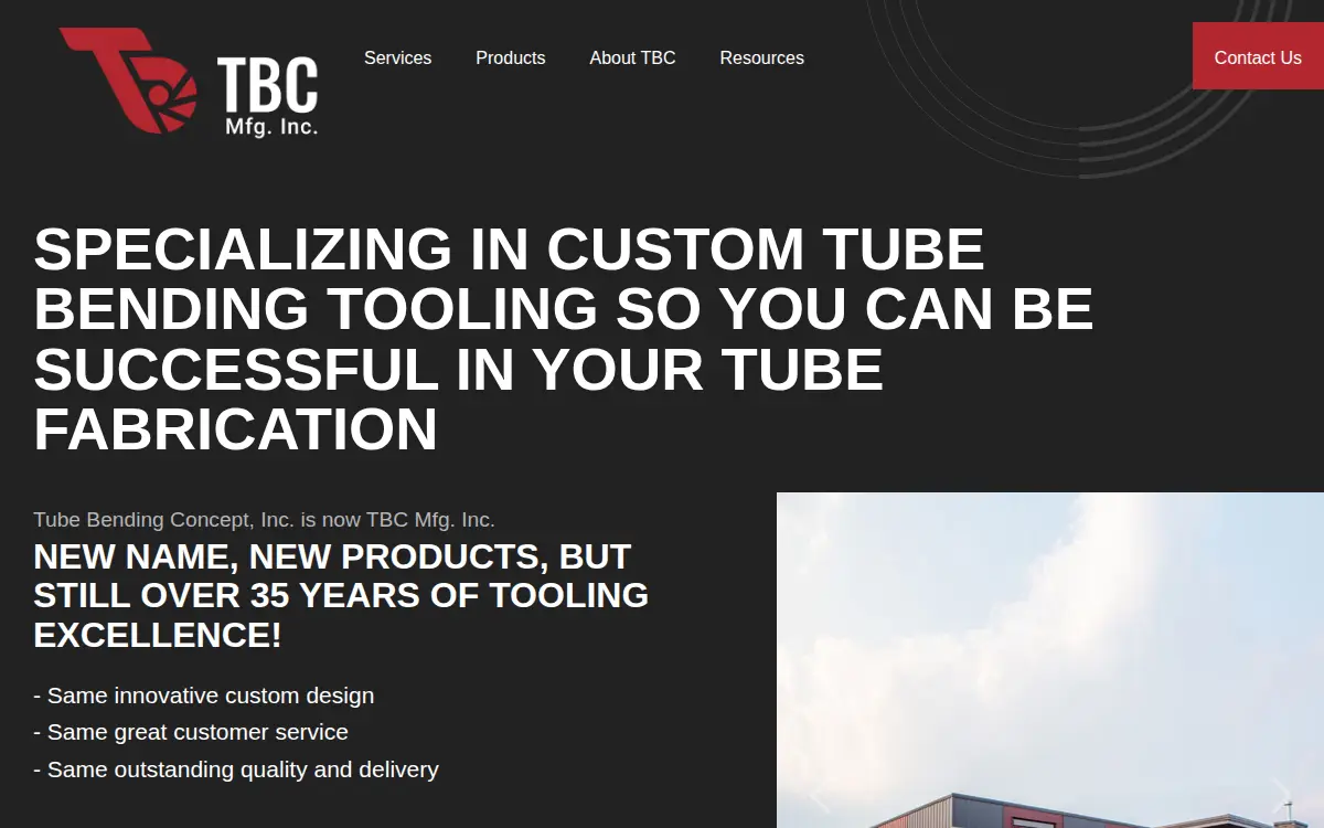 Homepage of Tbc Manufacturing INC