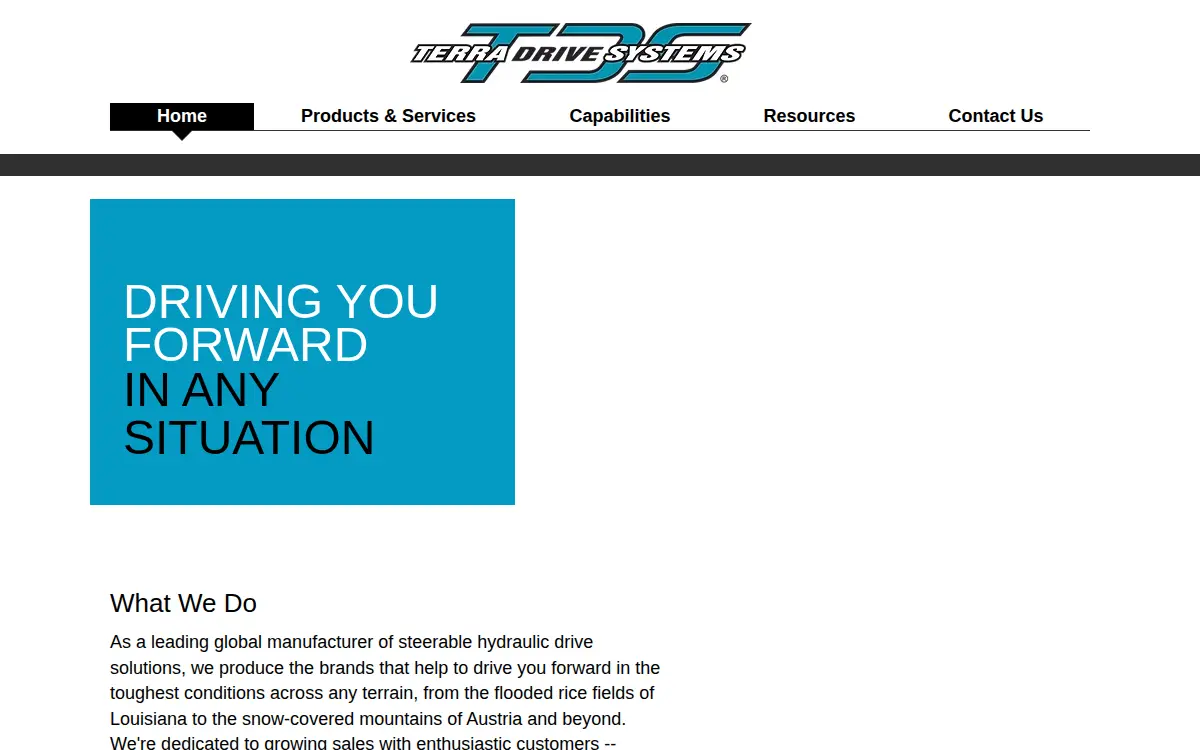 Homepage of Terra Drive Systems, INC.