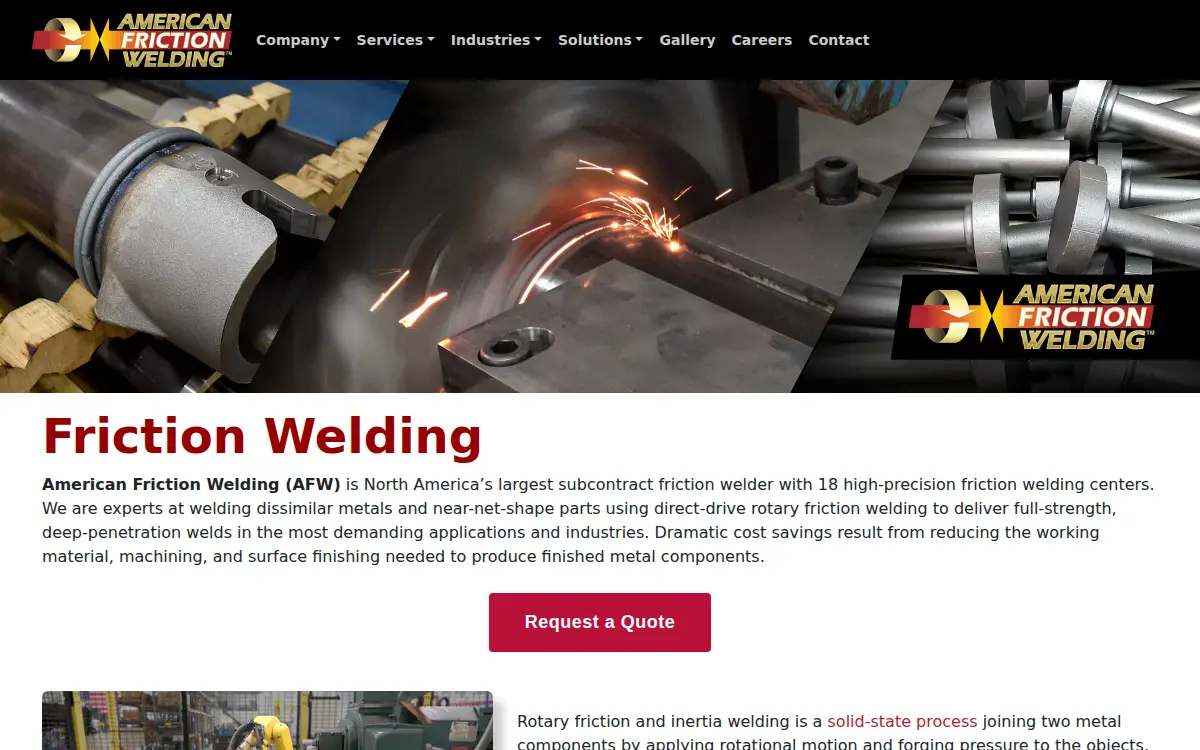 Homepage of American Friction Welding INC