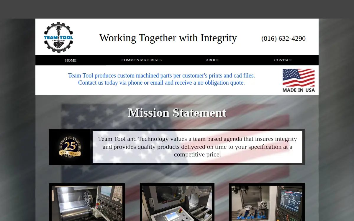Homepage of Team Tool & Technology INC