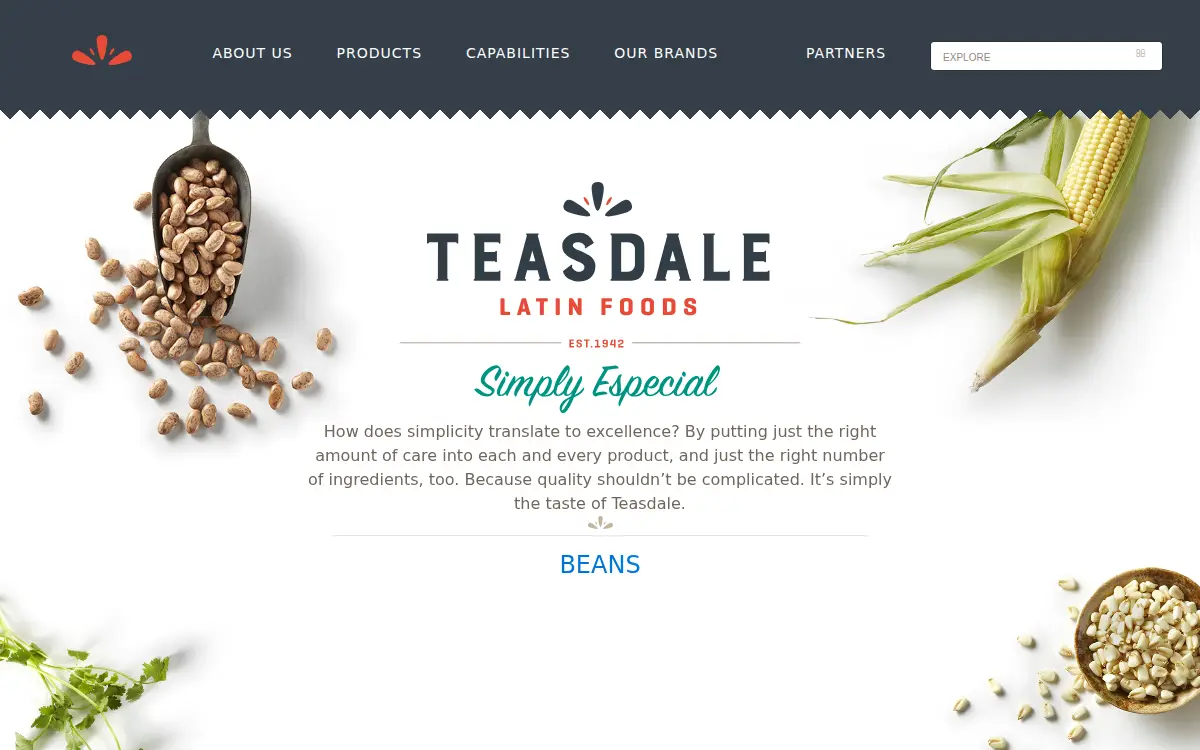 Homepage of Teasdale Foods, INC.