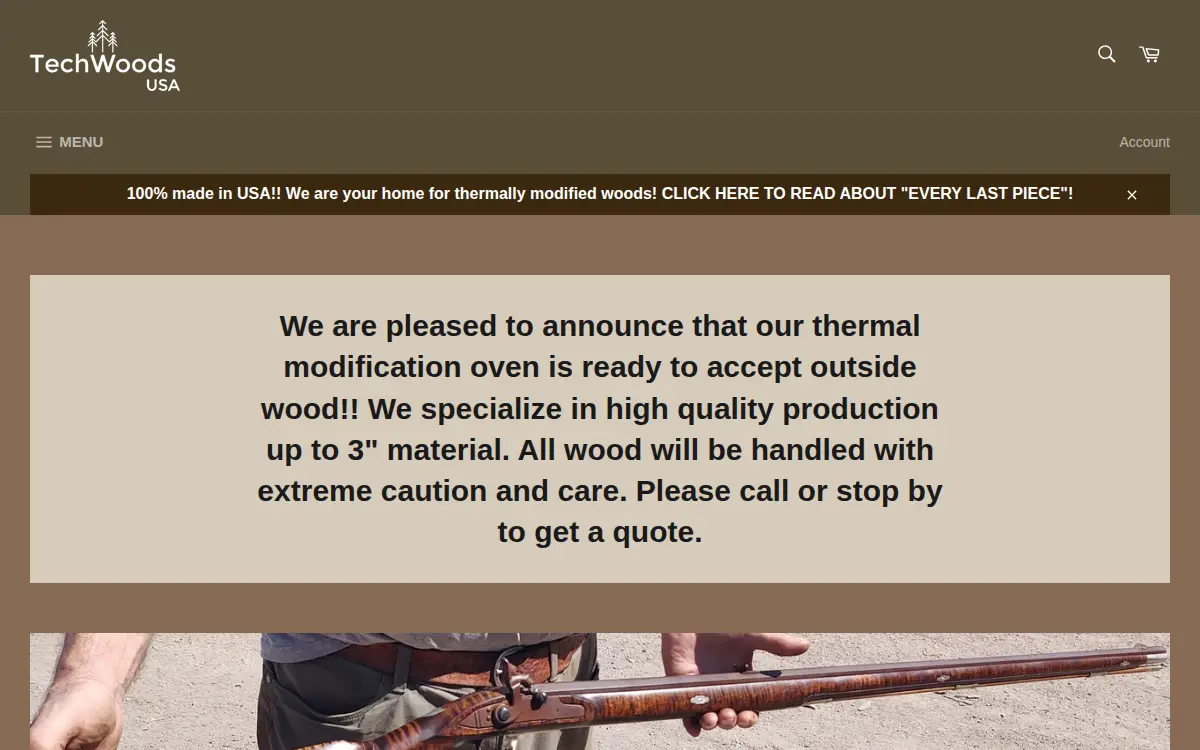 Homepage of Tech Woods Usa, LLC