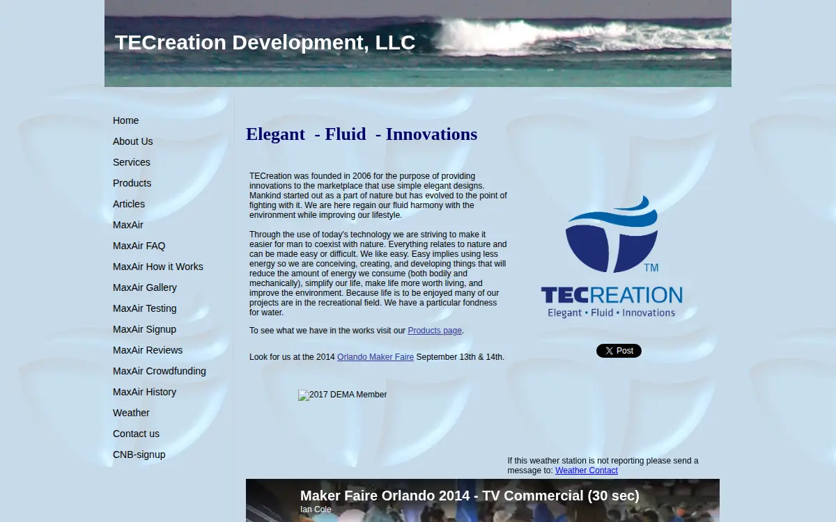 Homepage of Tecreation Development, LLC