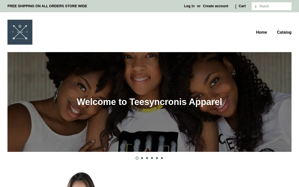 Homepage of Teesyncronis Apparel L.l.c