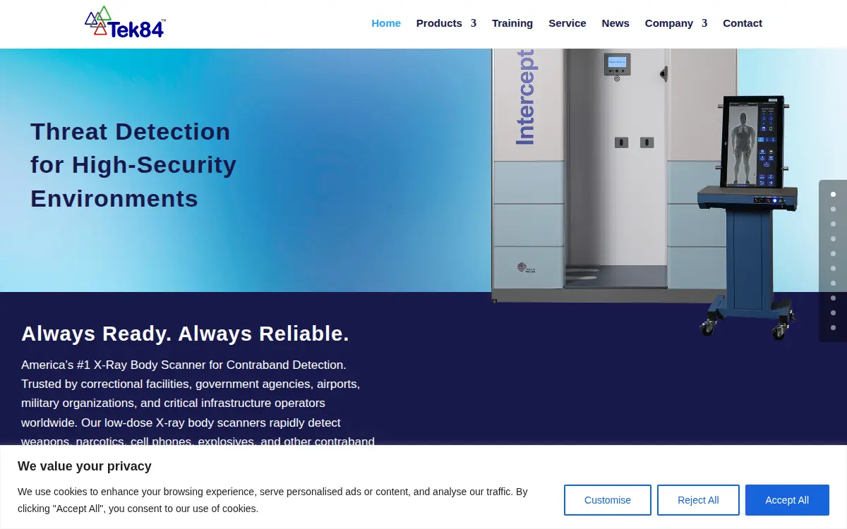 Homepage of Tek84 INC.