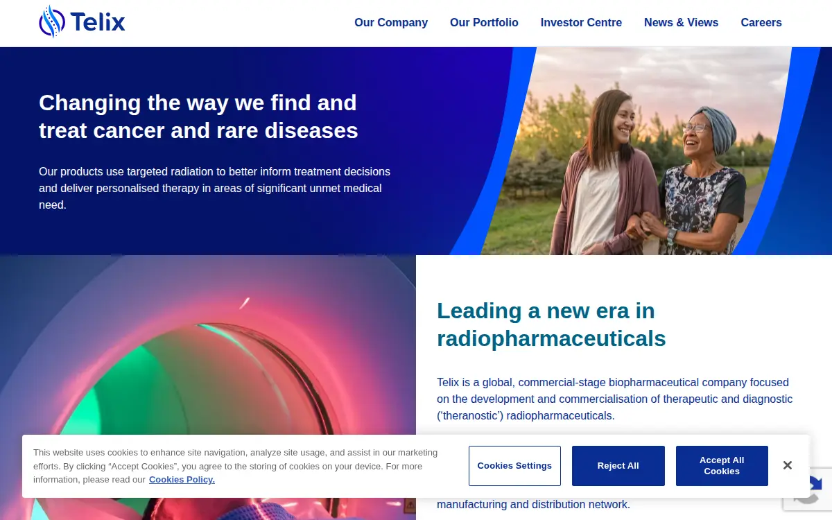 Homepage of Telix Pharmaceuticals US INC