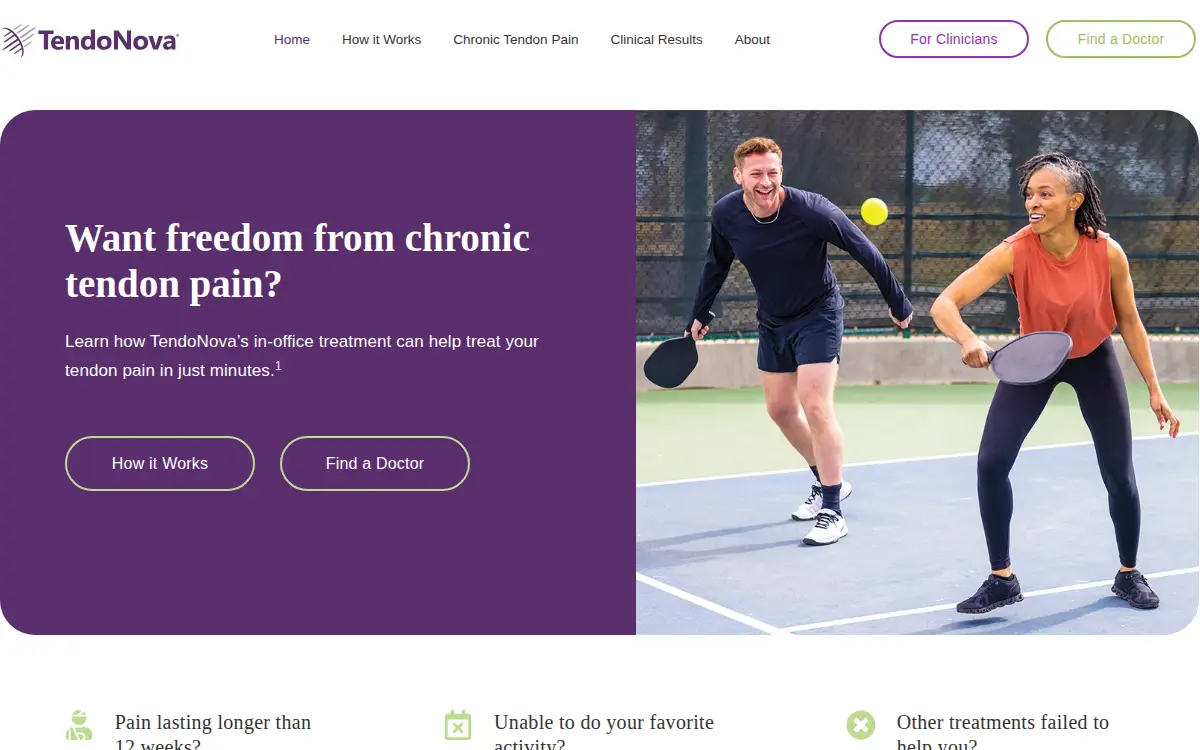 Homepage of Tendonova Corporation