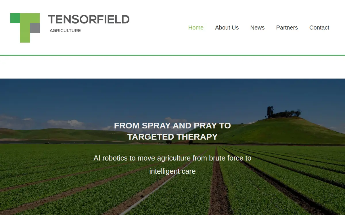 Homepage of Tensorfield Agriculture, INC.