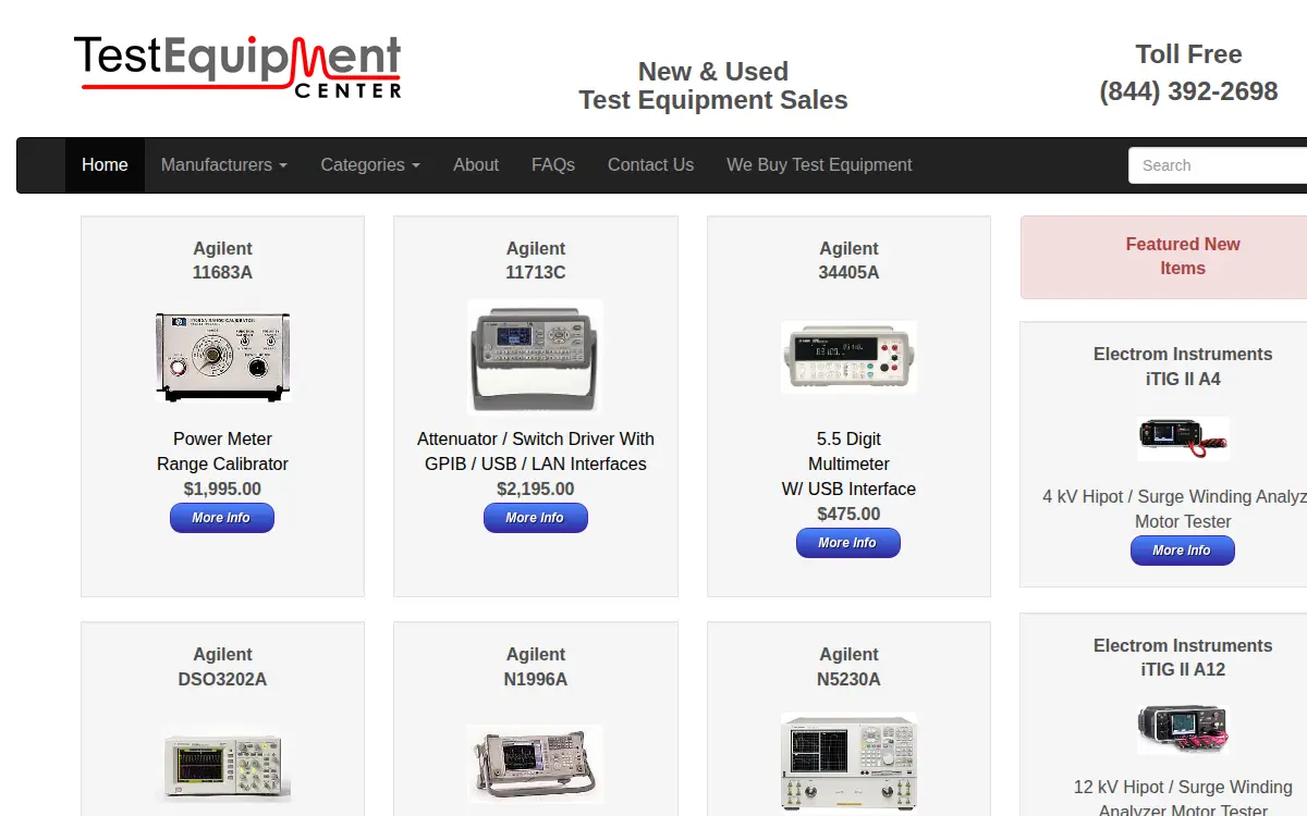 Homepage of Test Equipment Center, INC