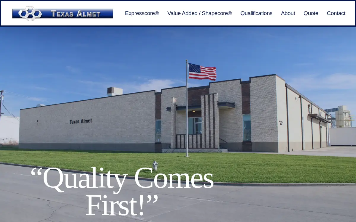 Homepage of Texas Almet, L.p.
